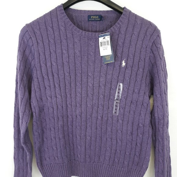 polo ralph lauren women's cable knit crew neck sweater